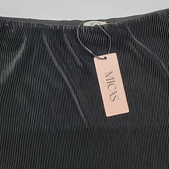VTG Micas Black Satin Pleated Elastic Waist Ballet Skirt Size M NWT Dancer - Picture 5 of 13